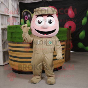 Olive Pink mascot costume character dressed with a Cargo Pants and Rings