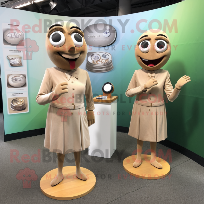 Tan Engagement Ring mascot costume character dressed with a Shift Dress and Cufflinks