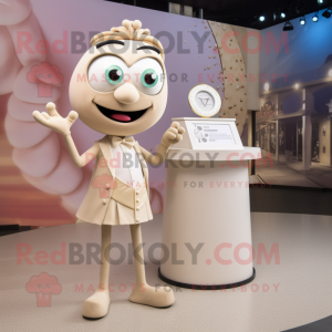 Tan Engagement Ring mascot costume character dressed with a Shift Dress and Cufflinks