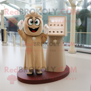 Tan Engagement Ring mascot costume character dressed with a Shift Dress and Cufflinks