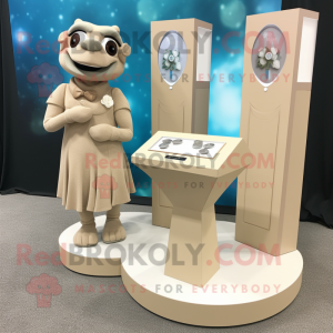 Tan Engagement Ring mascot costume character dressed with a Shift Dress and Cufflinks