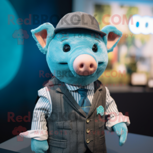 Cyan Sow mascotte kostuum...