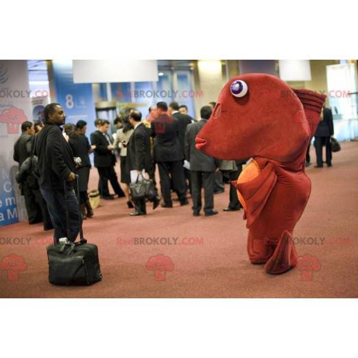 Mascotte de gros poisson rouge et orange - Redbrokoly.com