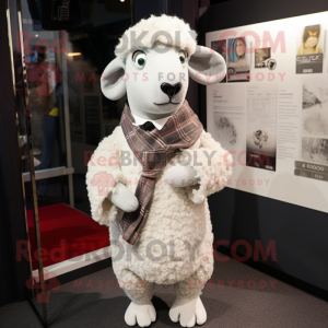 Silver Sheep mascot costume character dressed with a Cover-up and Pocket squares