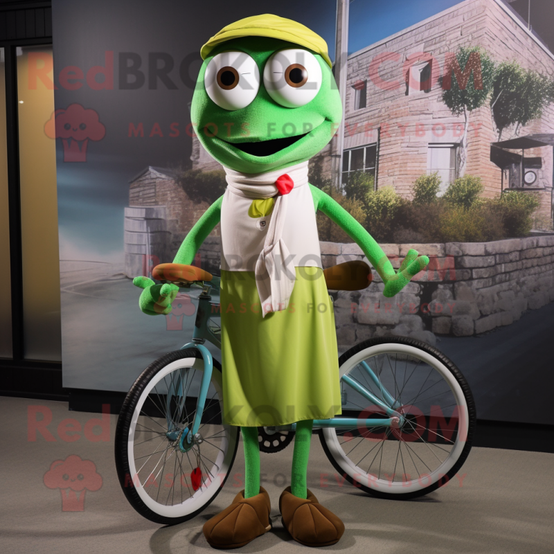 Olive Unicyclist mascot costume character dressed with a Dress Shirt and Scarf clips