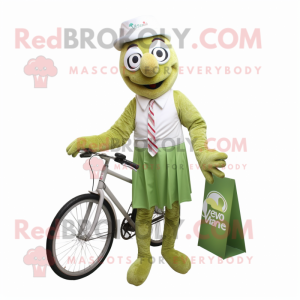 Olive Unicyclist mascot costume character dressed with a Dress Shirt and Scarf clips