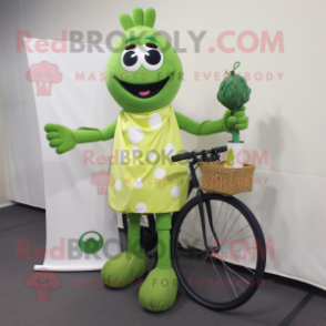 Olive Unicyclist mascot costume character dressed with a Dress Shirt and Scarf clips