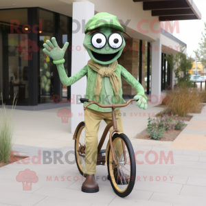 Olive Unicyclist mascot costume character dressed with a Dress Shirt and Scarf clips