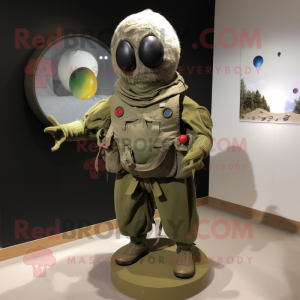 Olive Special Air Service mascot costume character dressed with a Playsuit and Shawl pins