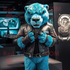 Cyan Smilodon mascotte...