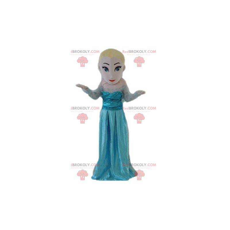 Blond prinsesmeisje mascotte in blauwe jurk - Redbrokoly.com