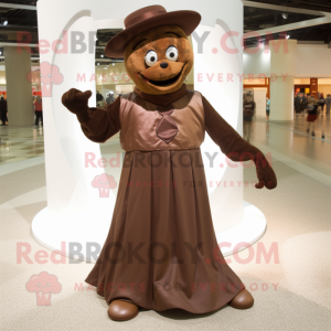 Brown Acrobat mascot costume character dressed with a Evening Gown and Hats