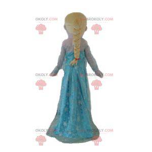 Blond prinsesmeisje mascotte in blauwe jurk - Redbrokoly.com