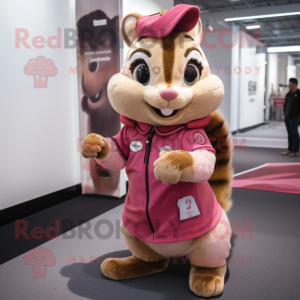Pink Chipmunk mascot costume character dressed with a Mini Dress and Cufflinks