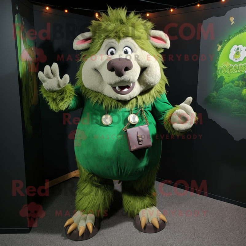 Green Wild Boar mascot costume character dressed with a Playsuit and Keychains Green Wild Boar mascot costume character dressed with a Playsuit and Keychains