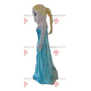 Blonde princess girl mascot in blue dress - Redbrokoly.com