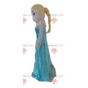 Blonde princess girl mascot in blue dress - Redbrokoly.com