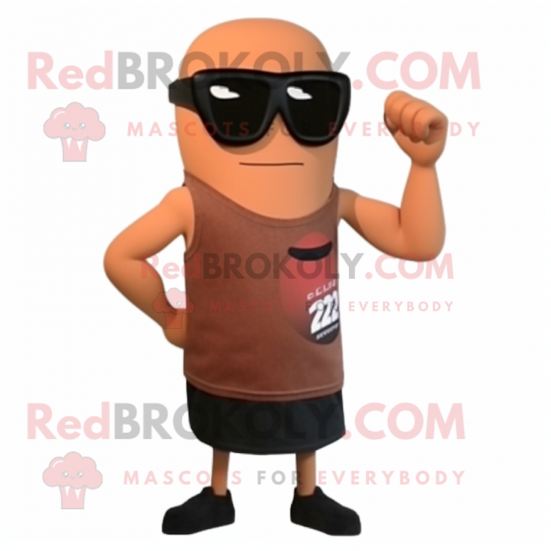 Rust Aglet mascot costume character dressed with a Tank Top and Sunglasses Rust Aglet mascot costume character dressed with a Tank Top and Sunglasses