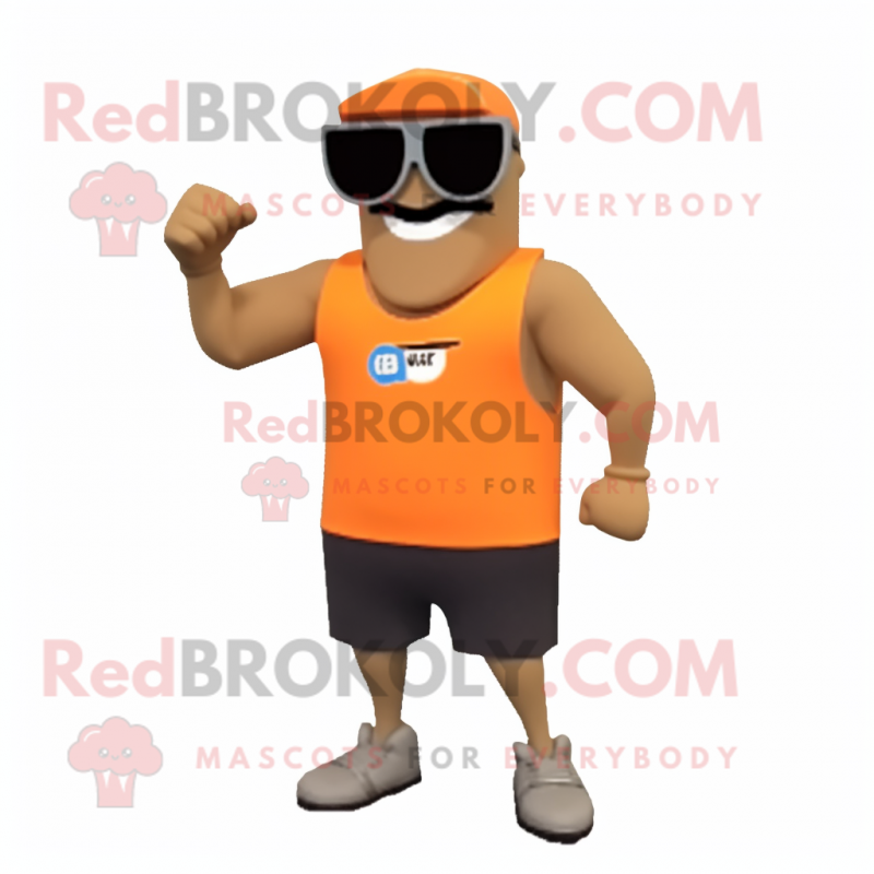 Rust Aglet mascot costume character dressed with a Tank Top and Sunglasses