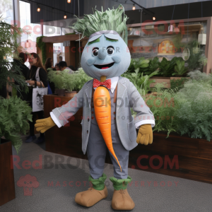 Olive Carrot mascot costume character dressed with a Chambray Shirt and Bow ties