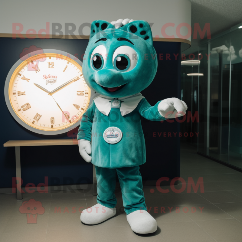 Teal Pizza mascot costume character dressed with a Trousers and Watches