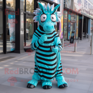 Turkis Zebra maskot kostume...