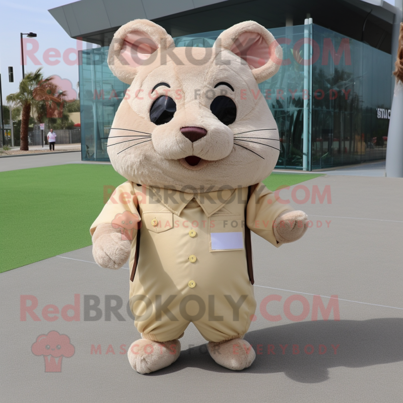 Beige Hamster mascot costume character dressed with a Romper and Cummerbunds