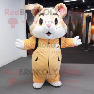 Beige Hamster mascot costume character dressed with a Romper and Cummerbunds