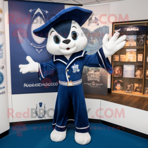 Navy Magician mascot costume character dressed with a Polo Shirt and Shawls