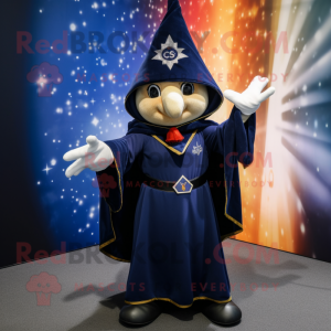 Navy Magician mascot costume character dressed with a Polo Shirt and Shawls