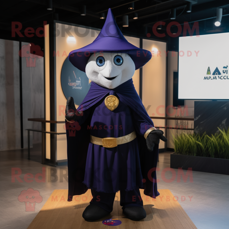 Navy Magician mascot costume character dressed with a Polo Shirt and Shawls