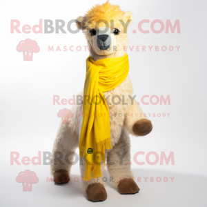 Gul Alpaca maskot kostume...