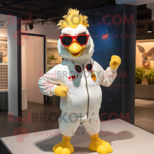 Cream Rooster maskot drakt...