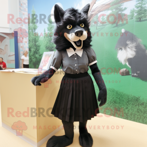 Black Wolf maskot kostym...