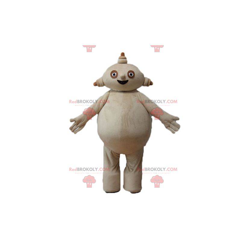 Großes pralles und lächelndes beige Mannmaskottchen - Großes pralles und lächelndes beige Mannmaskottchen -