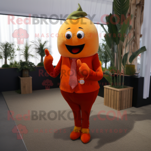 Orange Pepper mascot costume character dressed with a Cardigan and Pocket squares