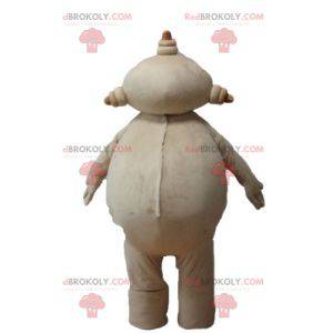 Big plump and smiling beige man mascot - Redbrokoly.com