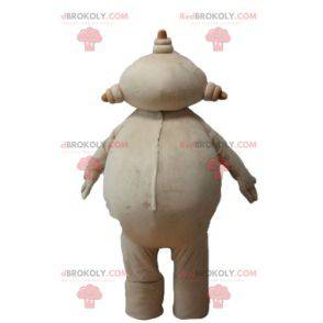 Mascote homem gordo e sorridente bege - Redbrokoly.com