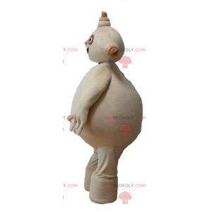 Grande mascotte uomo beige paffuto e sorridente - Redbrokoly.com
