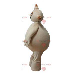 Big plump and smiling beige man mascot - Redbrokoly.com