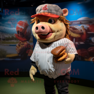 nan Pulled Pork Sandwich mascot costume character dressed with a Baseball Tee and Headbands