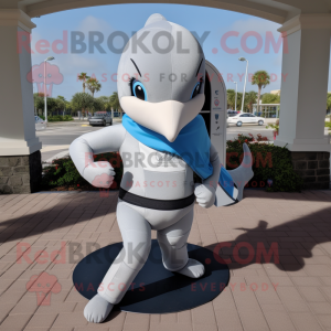 Sølv Dolphin maskot drakt...