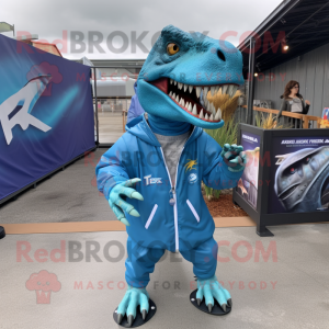 Blauer T-Rex Maskottchen...