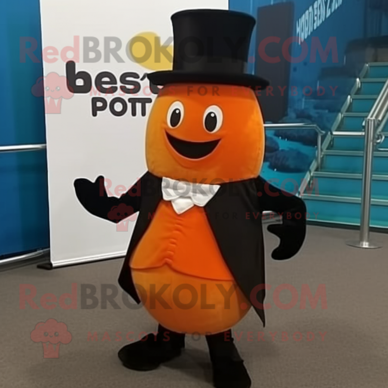 Rust Squash mascot costume character dressed with a Tuxedo and Beanies Rust Squash mascot costume character dressed with a Tuxedo and Beanies