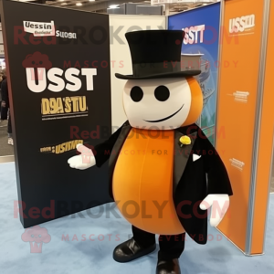 Rust Squash mascot costume character dressed with a Tuxedo and Beanies