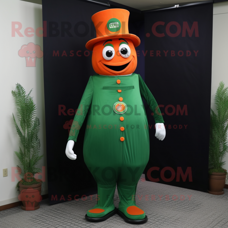 Forest Green Orange mascot costume character dressed with a Empire Waist Dress and Cufflinks