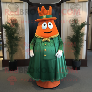 Forest Green Orange mascot costume character dressed with a Empire Waist Dress and Cufflinks