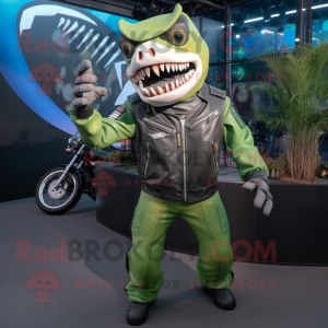 Lime Green Shark maskot...