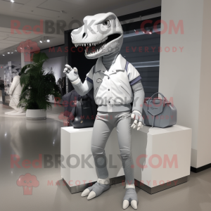 Sølv Tyrannosaurus maskot...