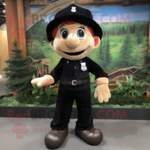 Black Bracelet mascot costume character dressed with a Corduroy Pants and Hats